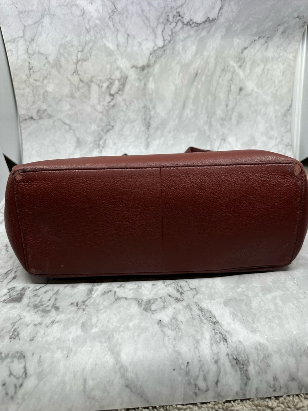 Cole Haan Rust Brown Leather Tote with Tassel - Picture 6 of 12